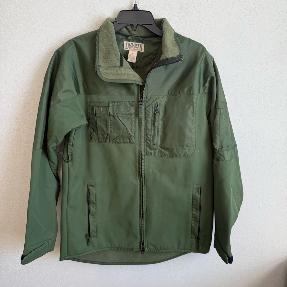 Men’s M Green Duluth Outdoor Gorpcore Lined Workman’s Long Sleeve Full Zip Coat